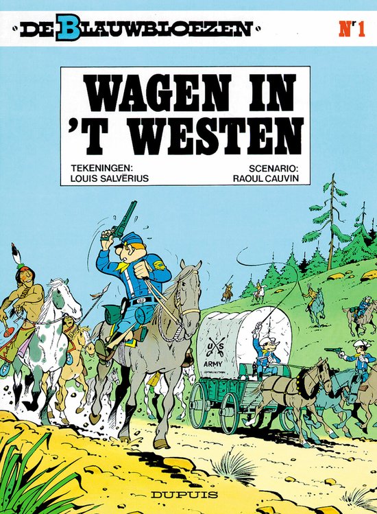 Kaft van De Blauwbloezen 1 - Wagens in 't westen