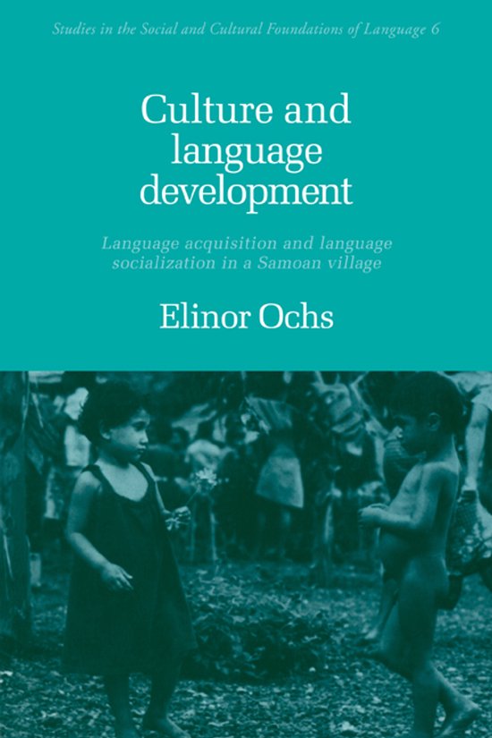 Kaft van Studies in the Social and Cultural Foundations of LanguageSeries Number 6- Culture and Language Development