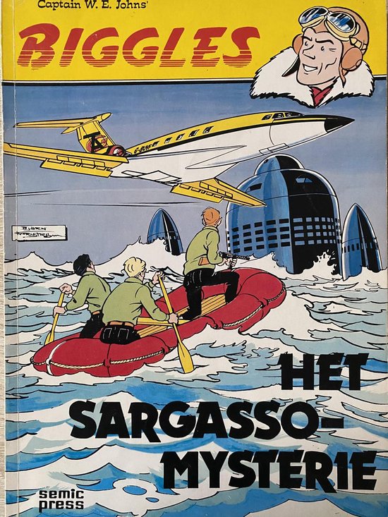 Kaft van Biggles deel 1  het Sargasso mysterie ( stripboek )