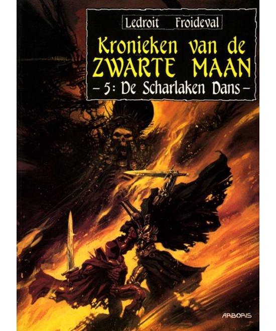 Kaft van Kronieken van de zwarte maan 5: De scharlaken dans